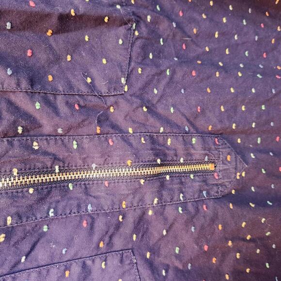 Tommy Hilfiger Women's Navy Zip-Up Shirt with Colorful Swiss Dots Size Large - Picture 3 of 9